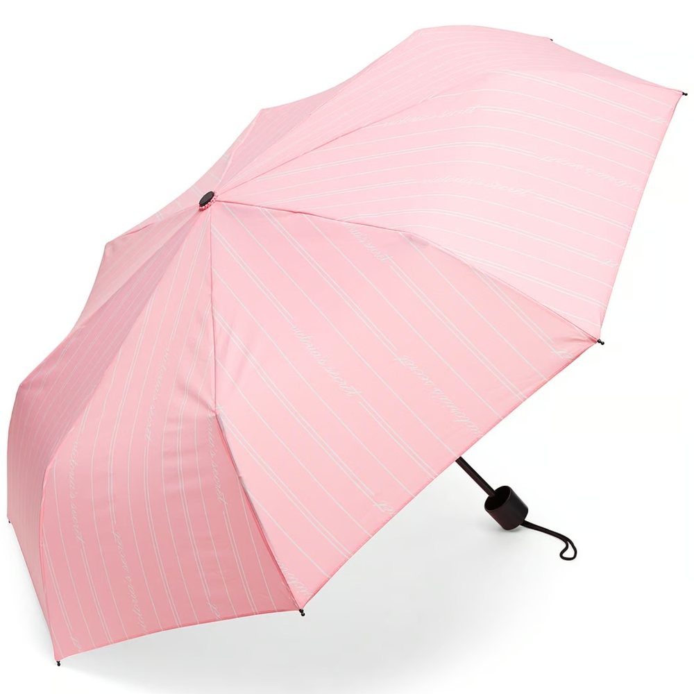 Chic Pink Umbrella with Stripes